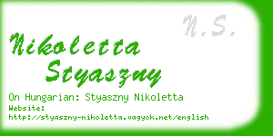 nikoletta styaszny business card